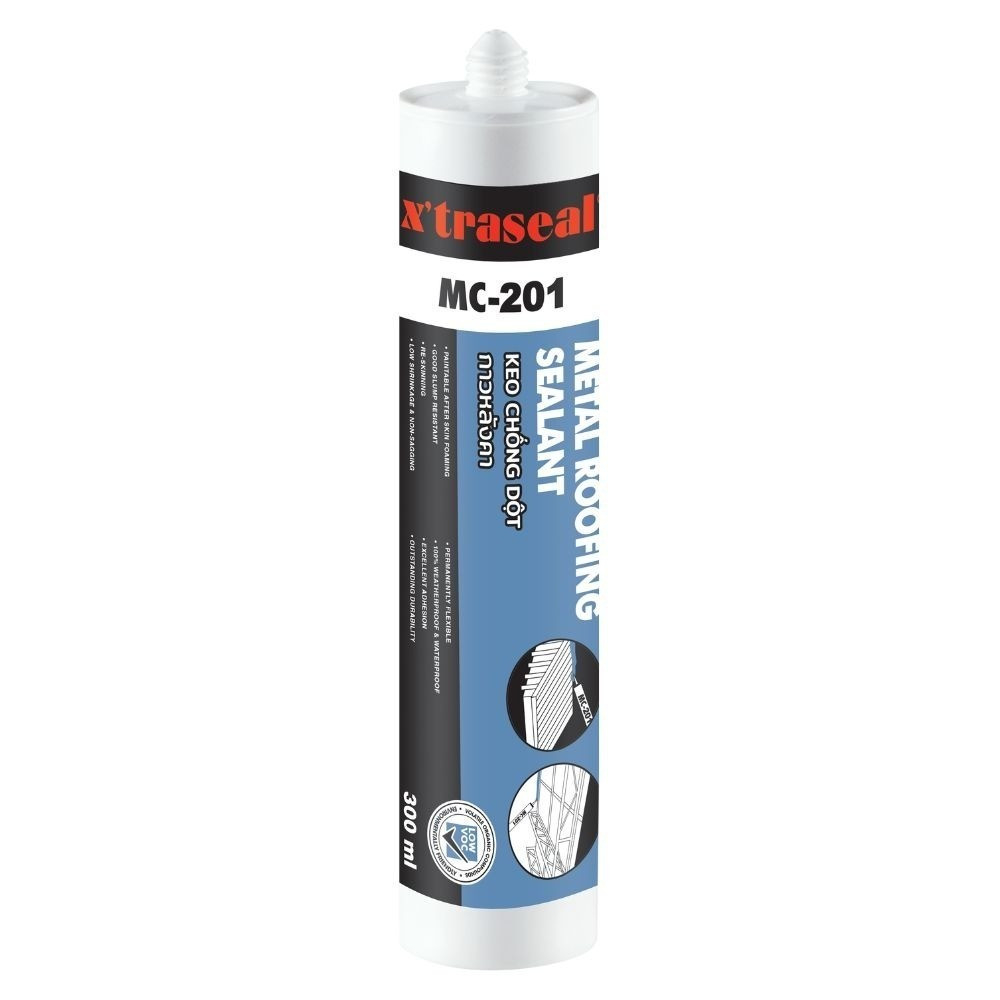 Xtraseal กาวยาแนวหลังคา MC-201 ขนาด 300ml สามารถเซ็ตตัวใหม่ได้แม้ผิวภายนอกเสียหาย เหมาะสำหรับงานหลังคา และน๊อตหลังค่