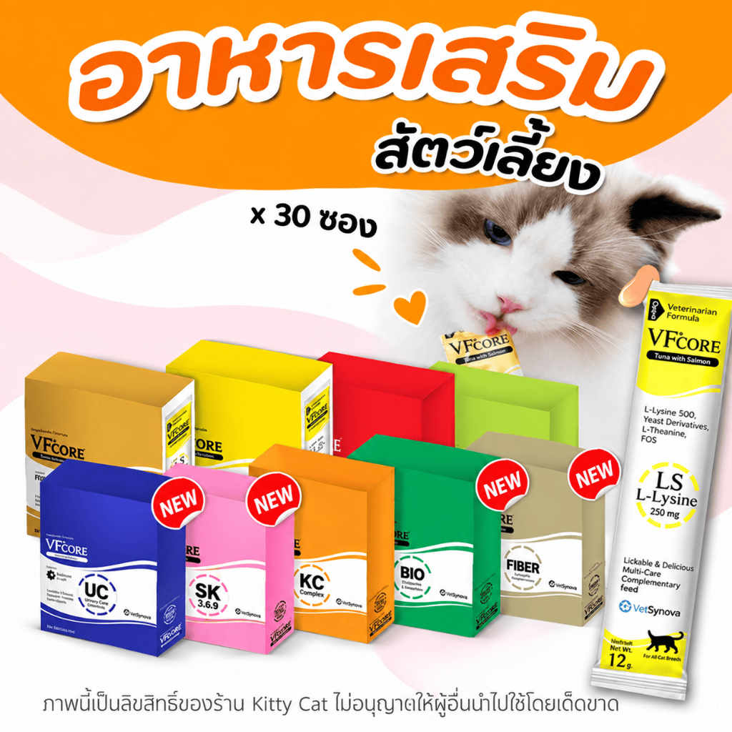 VFcore ขนมแมวเลีย ผสมวิตามิน บำรุงสุขภาพ ที่สัตวแพทย์แนะนำ อร่อย ป้อนง่าย ครบทุกสูตร