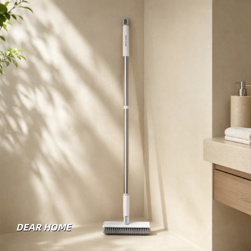 Dear Home แปรงขัดพื้น 2IN1 แปรงขัดพื้น+กวาดน้ำด้ามยาว 126CM ไม่ต้องก้มลงขัด หมุนได้ 180 องศา มีที่กวาดน้ำ แข็งแรงทนทาน