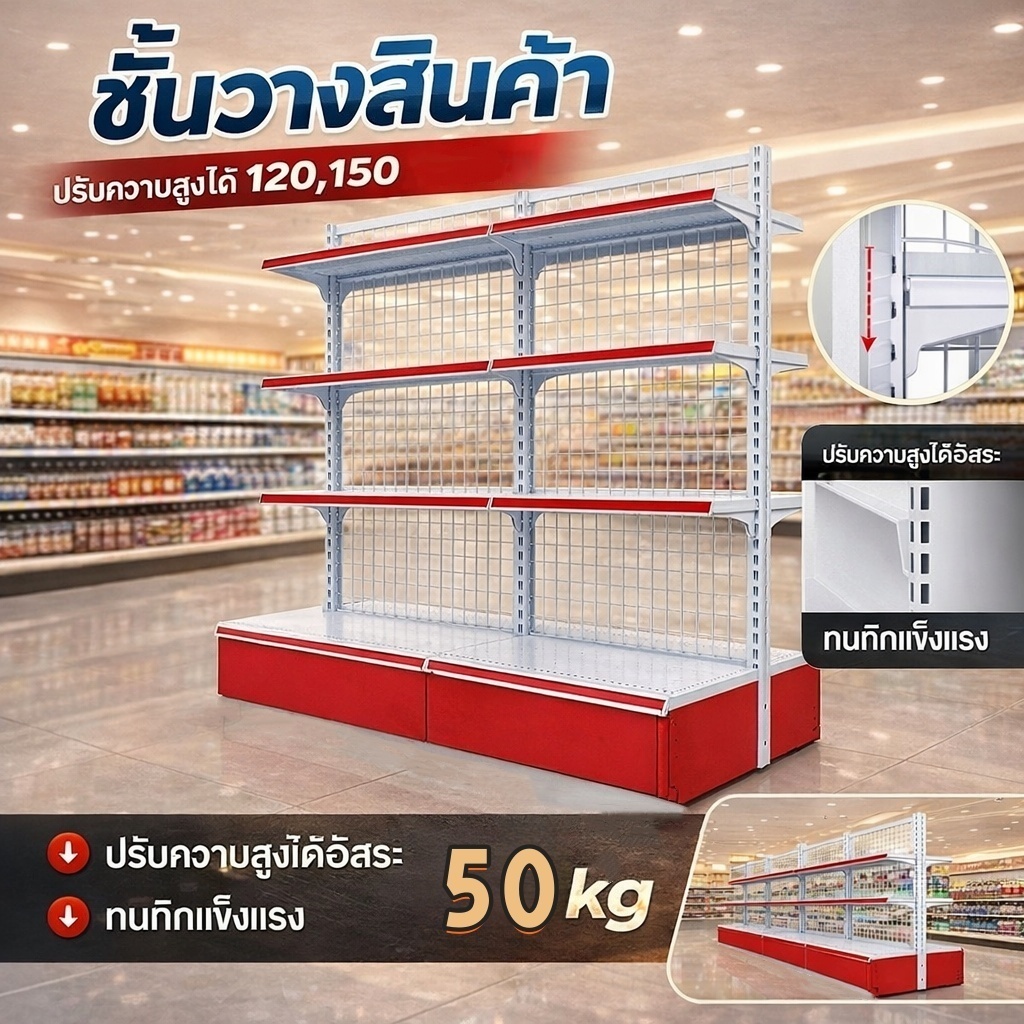 🔥แต่ละชั้นรับน้ำหนัก 50 กก.ชั้นวางของซุปเปอร์มาร์เก็ต ใช้เปิดร้านซุปเปอร์มาเก็ต🔥 ร้าสะดวกซื้อได้ ชั้นวางสินค้ามินิมาร์ท