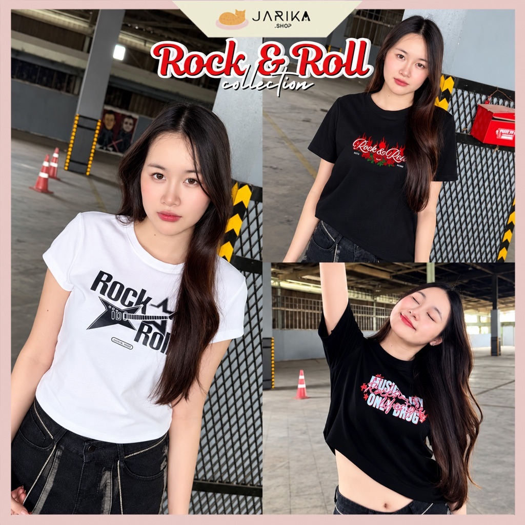 Jarikashop - เสื้อยืดลาย Rock & Roll ( งานป้าย.. Jarika ) ( จ262 )