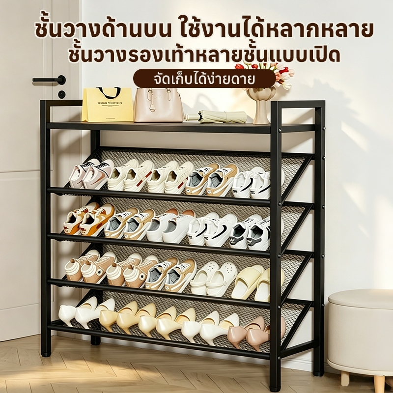 แร็คเก็บรองเท้าแบบเอียง บางเฉียบแคบ สำหรับหลังประตู ทางเข้าบ้าน หลายชั้น ประหยัดพื้นที่ สำหรับประตูหน้าบ้าน