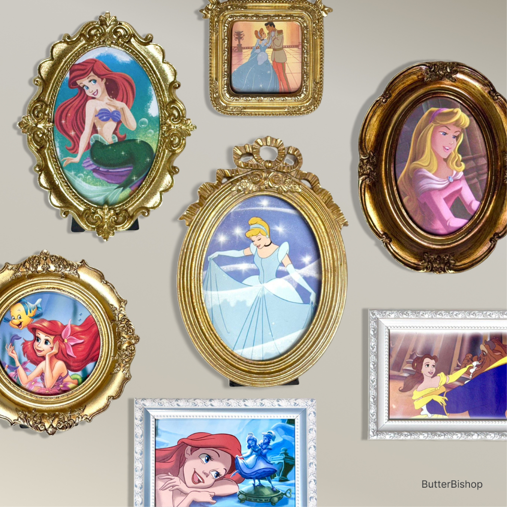 (พร้อมส่ง เติม 20/9) ภาพพร้อมกรอบ - [set A] 👑 เจ้าหญิง ดิสนีย์ Disney Princess ซินเดอเรลลา แอเรียล เจ้าหญิงนิทรา Belle