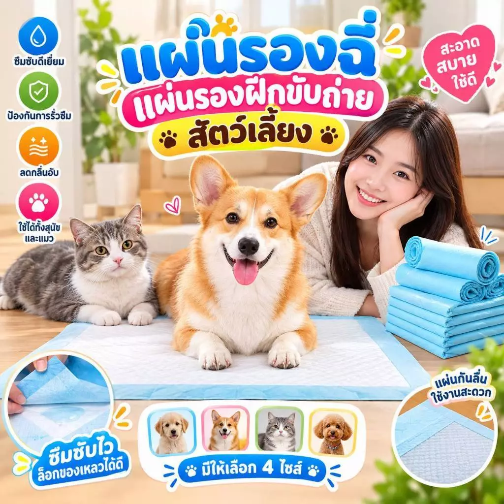 Boqi Factory แผ่นรองฉี่สุนัข ราคาประหยัด ซึมซับดี แห้งเร็ว ระงับกลิ่น ใช้ฝึกขับถ่ายสำหรับสุนัขและแมวน thumbnail 8