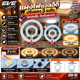 [ ลดราคา ] EVE ชุดแผงไฟแอลอีดี LED ปรับความสว่าง 3 Step ระดับ ขนาด 18W 24W แสงขาว แสงเหลือง