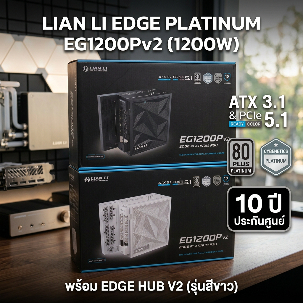 PSU LIAN LI Edge EG1350 EG1200 Black/White 1350W 1200W 1000W Cybenetics Power Supply - Platinium V2