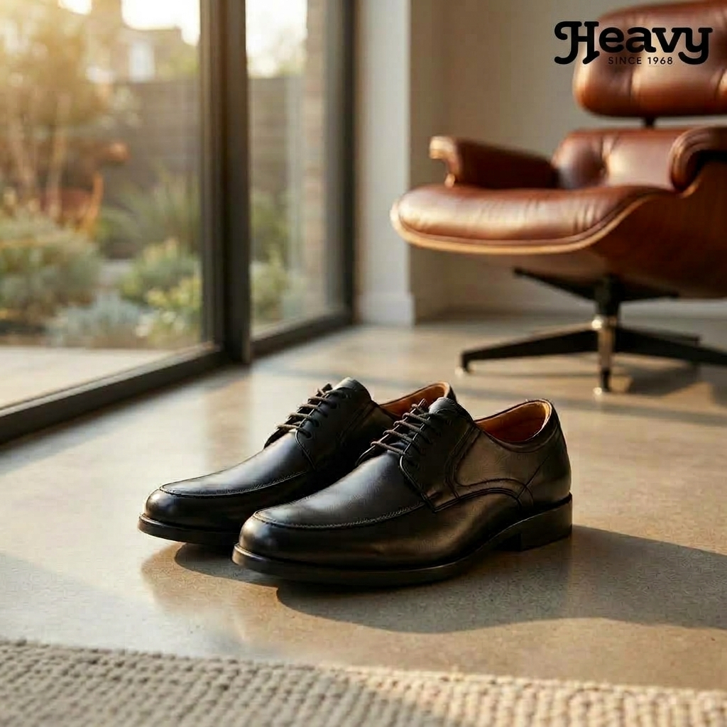 HEAVY SHOES حذاء جلد بقري برباط VB8173 — أسود — صورة 5