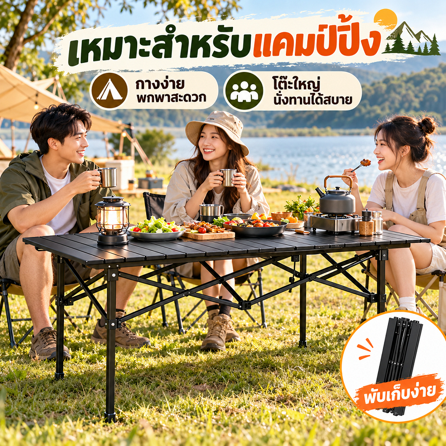 โต๊ะแคมป์ปิ้งพับได้  โต๊ะพับได้ แบบพกพา แคมป์ปิ้งปิกนิก โต๊ะพับได้ กลางแจ้ง ในร่ม อเนกประสงค์