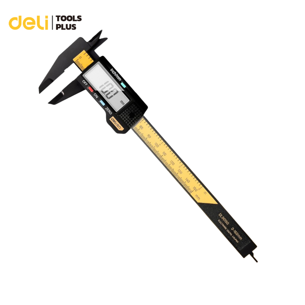 Deli เครื่องวัดดิจิตอล เวอร์เนียร์ คาลิปเปอร์ 150มม ตัวเครื่องสแตนเลส วัดค่าแม่นยำ  Vernier Caliper