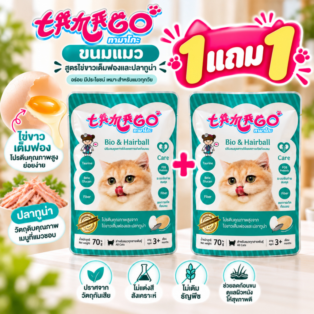 Tamago طعام قطط رطب Jumbo ‏70 غ (1+1) — صورة 7