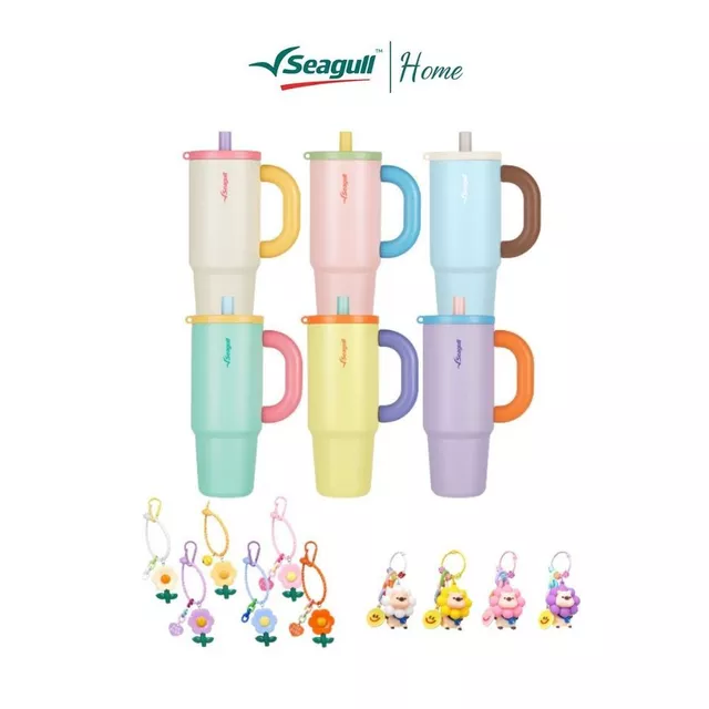 Seagull แก้วน้ำสุญญากาศ แคนดี้ มิกซ์ ขนาด 1.2 ลิตร Candy Mix Vacuum Mug มีให้เลือก 6 สี พร้อมพวงกุญแจ