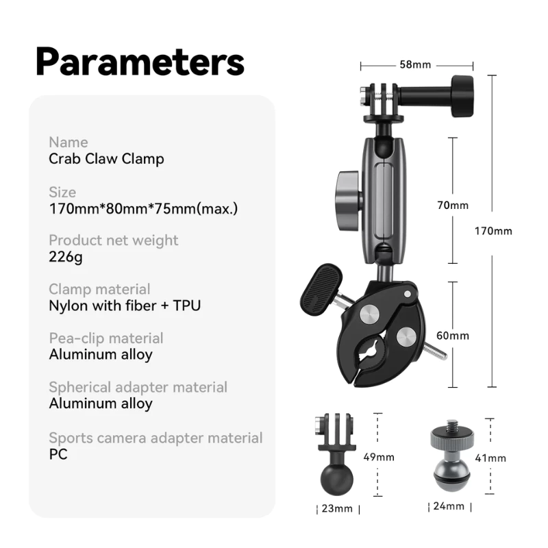 Telesin GoPro , DJI , Insta360 Aluminum Alloy Handlebar Mount ตัวหนีบอะลูมิเนียมยึดแฮนด์มอเตอร์ไซค์ thumbnail 7
