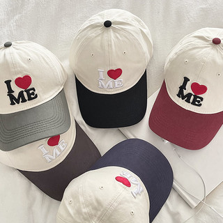หมวกเบสบอล แบบนิ่ม ปัก I ♥ me มี 4 สี คุณภาพสู สไตล์เกาหลี