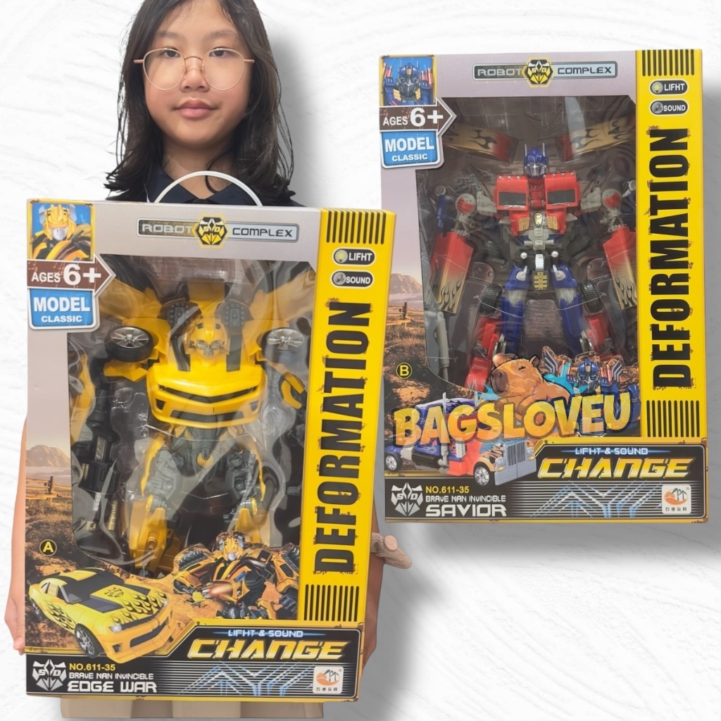 ส่งเร็ว มีของแถม หุ่นยนต์ Transformer ทรานฟอร์เมอร์ มีเสียง มีไฟ กล่องใหญ่ ขนาดความสูง 35 ซม. Optimus Prime Bumblebee