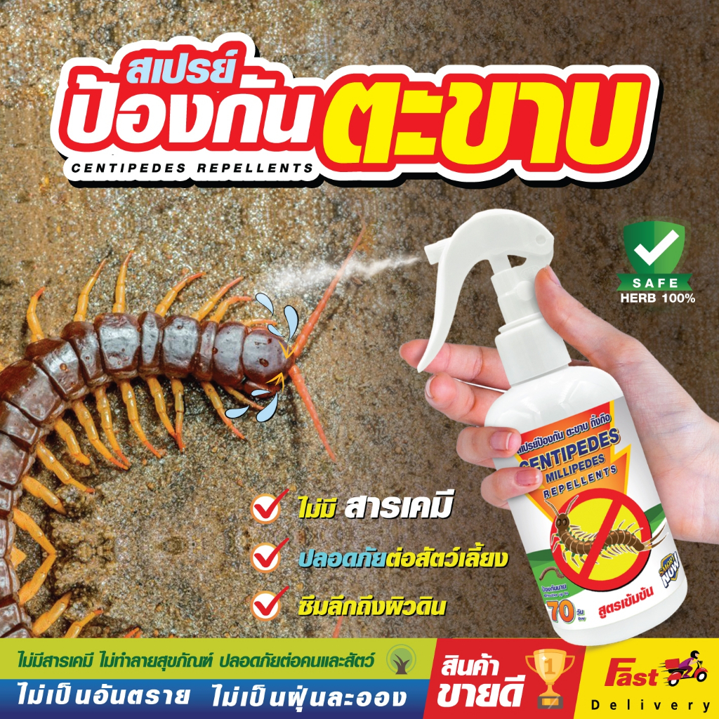 ไล่ตะขาบ ยาฆ่าตะขาบ สเปรย์กำจัดตะขาบ กื้งกือ 2in1  พ่นได้โดยตรง ไม่ทำลายพื้นผิว