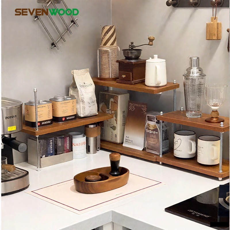 SEVENWOOD ชั้นวางแก้ว ชั้นวางของบนโต๊ะ ชั้นเก็บของเดสก์ท็อป ที่วางแก้วกาแฟ ชั้นวางอเนกประสงค์ ประหยัดพื้นที่ ติดตั้งง่าย