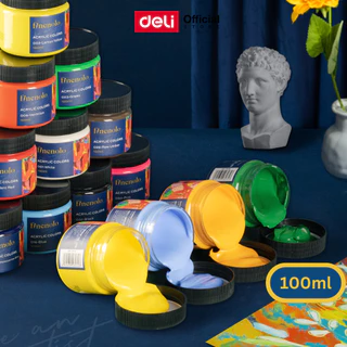 Deli Finenolo รุ่น EC17 สีอะคริลิคแบบกระปุก 100 ml. มี 14 สี Acrylic Color จำหน่าย 1 กระปุก