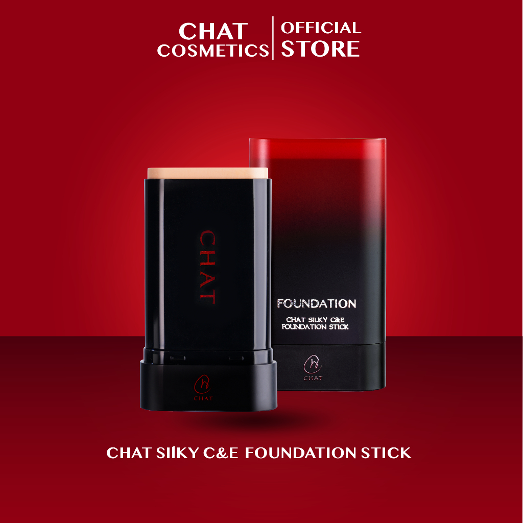 CHAT Silky C&E Foundation Stick ฉัตร ซิลค์กี้ ซีแอนด์อี ฟาวเดชั่น สติ๊ก (รองพื้นเนื้อครีมแบบแท่ง , เครื่องสำอาง)