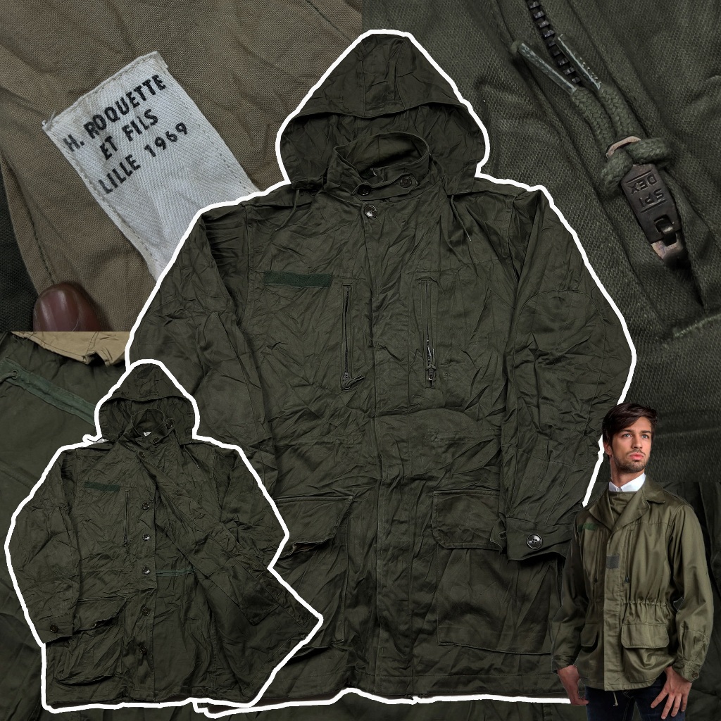 แจ็คเก็ตเดินป่า แจ็คเก็ตวินเทจ Vintage H. ROQUETTE ET FILS LILLE 1969 jacket French Army M64 มี 1ตัว