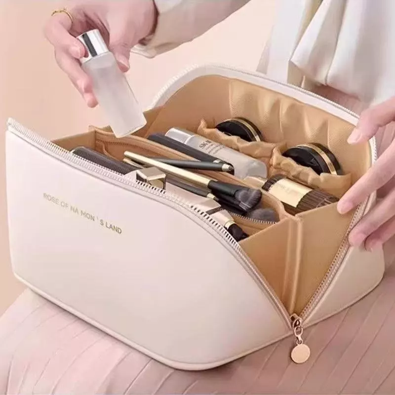 กระเป๋าเครื่องสำอางค์ PU ดีไซน์คลาสสิก กระเป๋าจัดระเบียบ พกพาง่าย ความจุใหญ่ กันน้ำ มีหลายสี thumbnail 3