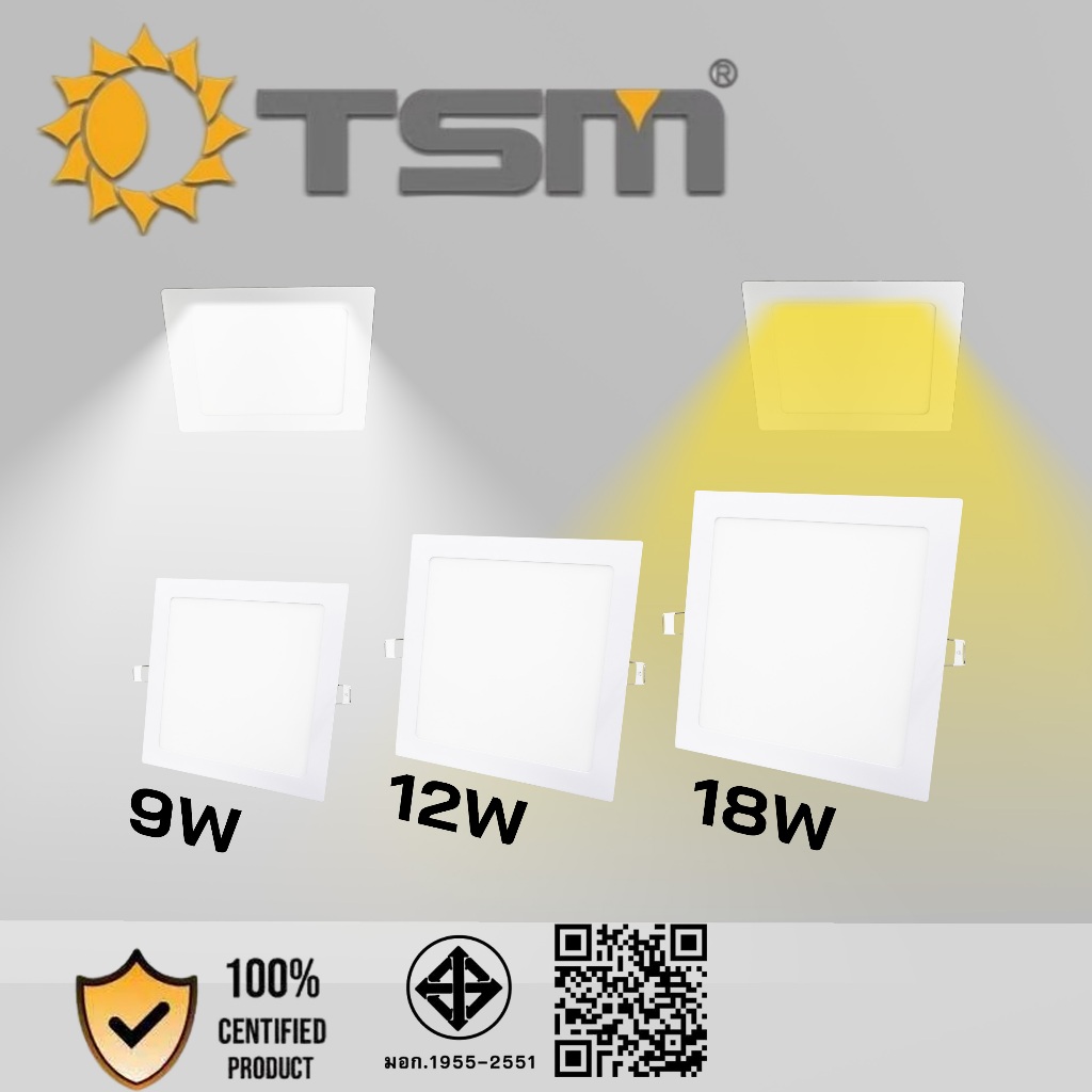 โคมไฟดาวน์ไลท์LEDแบบเหลี่ยม LEDฝังฝ้า ขนาด9W12W18Wแสงขาว/แสงวอร์ม โคมไฟฝ้าเพดาน สี่เหลี่ยม ราคา ถูกที่สุด ดีลบีเคเค แกลเลอรีภาพที่ 3