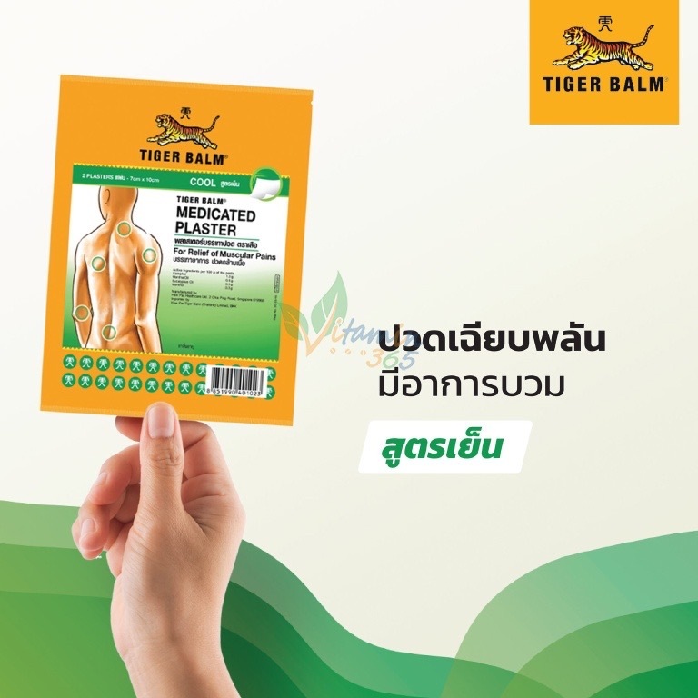 Tiger Med Plaster-Hr Cool [ยกกล่อง 24 ซอง] พลาสเตอร์บรรเทาปวด เอช อาร์ ขนาดเล็กและใหญ่แผ่นแปะตราเสือ