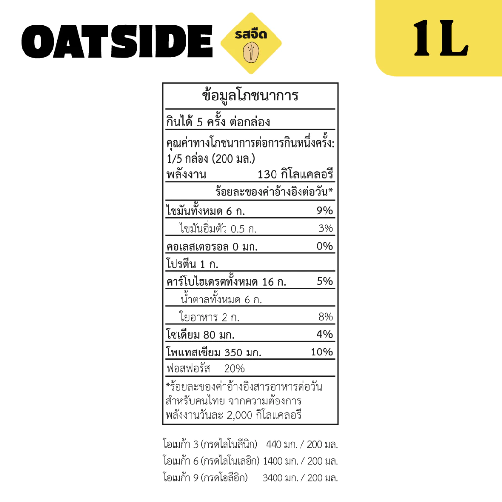 OATSIDE โอ๊ตมิลค์ รสจืด 1L (6กล่อง/ลัง) thumbnail 8