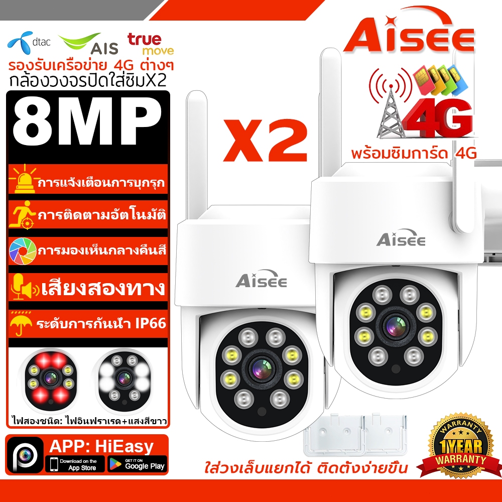 กล้องวงจรปิด 4Gใส่ซิม ไม่ใช้ WiFi ดูผ่านมือถือ กันน้ำ กันแดด กันฝุ่น ไม่ต้องใช้เน็ต ใช้งานกลางแจ้ง