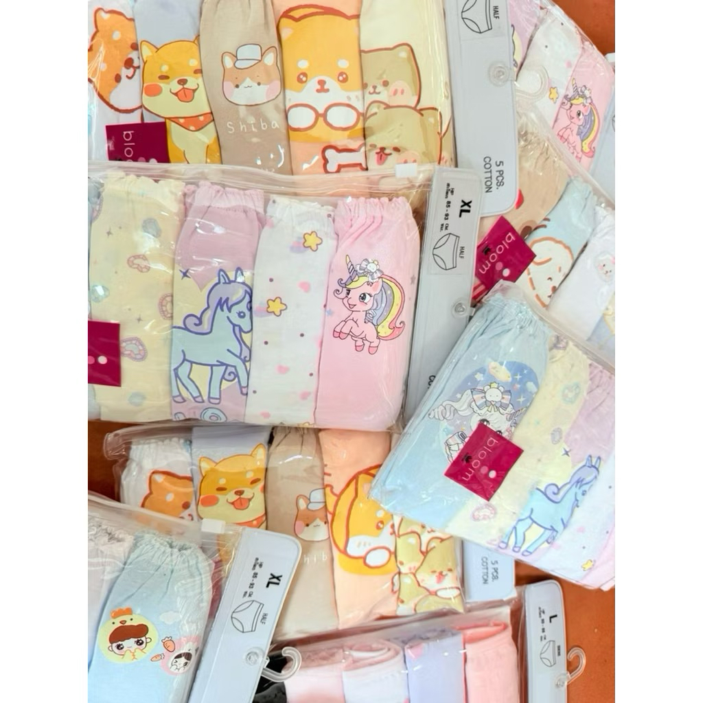 Wacoal Bloom Panty Cotton  Half แบบคละลาย กางเกงในสำหรับเด็ก Pack 5 ตัว รุ่น WU6A46 กางเกงในร้อยยาง คละลายเท่านั้น