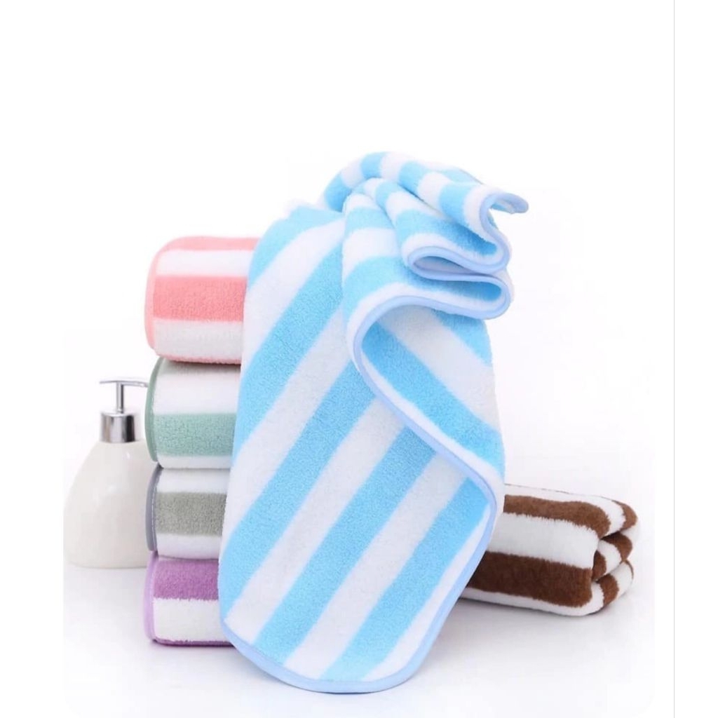 (1-6ชิ้น)ผ้าขนหนูนาโน ลายริ้ว35*75 cm เช็ดหน้า/เช็ดผมสีสวยราคาถูก ราคาส่ง ส่งฟรี - รูปที่ 6