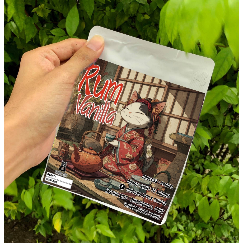 เมล็ดกาแฟคั่ว รัม วนิลา Rum vanilla barrel by custard apple roaster