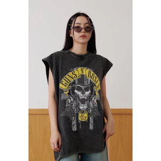🌟STF_SHOP🌟เสื้อผ้าคอตตอน ฟองวินเทจ [ แขนกุด ] สกรีนหน้าลายเท่ๆน่ารัก งายUnisex อก 44-46 ยาว 29