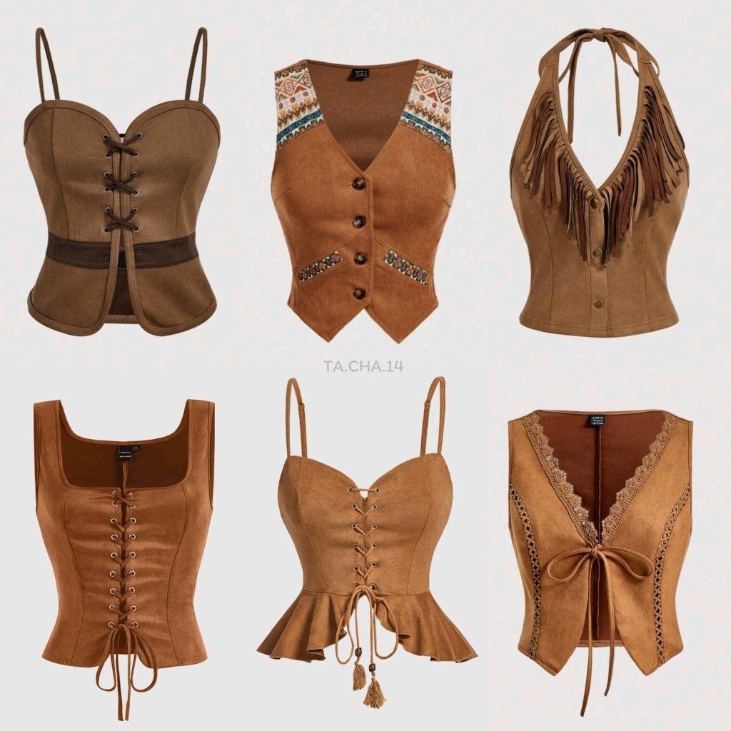 เสื้อสา​ยเดี่ยว​ สไตล์​วินเทจ​ เสื้อกล้าม​ เสื้อสีน้ำตาล​ I​ พรี​ออเดอร์​