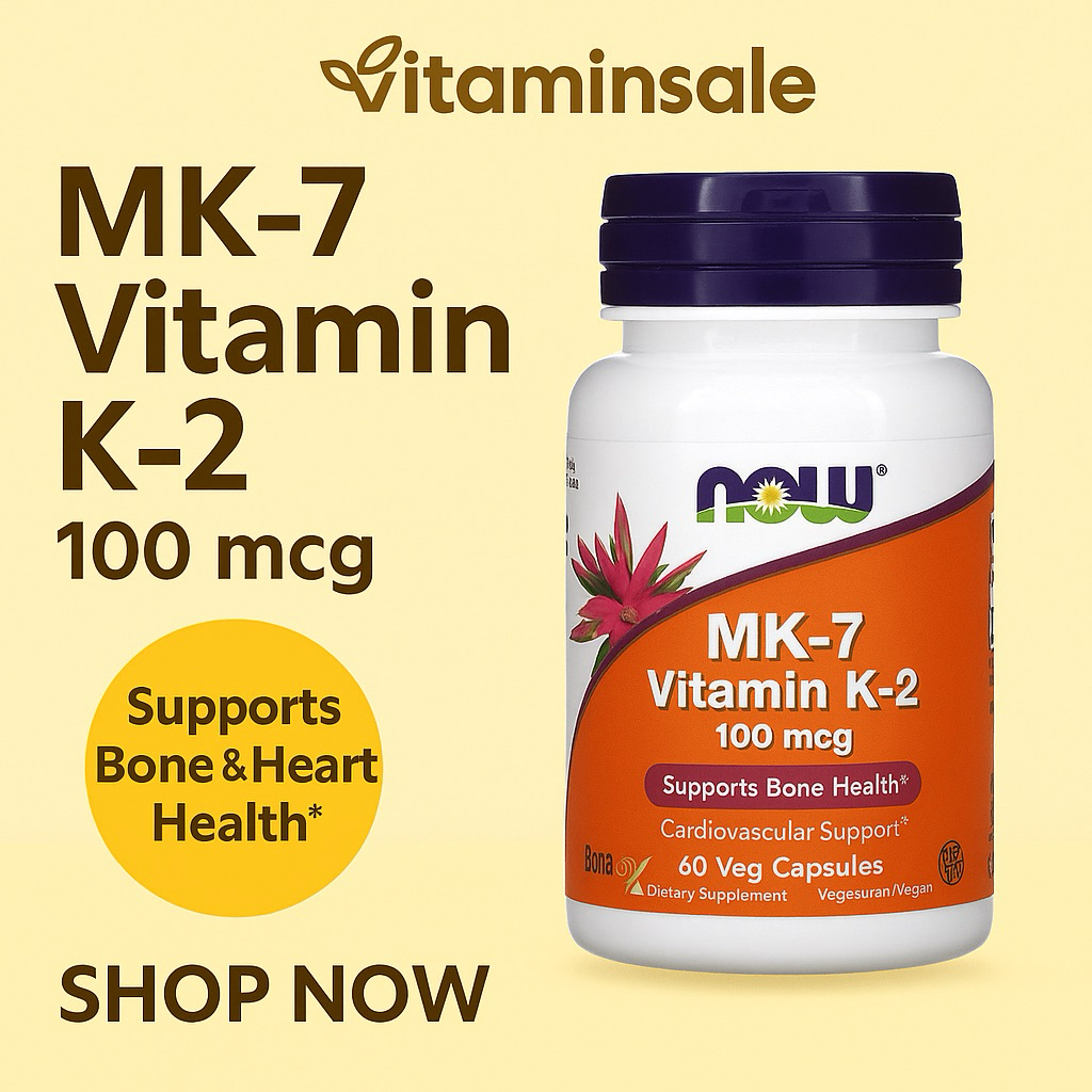 Now Foods MK-7 vitamin K-2 100 mcg 60 Veg Capsules