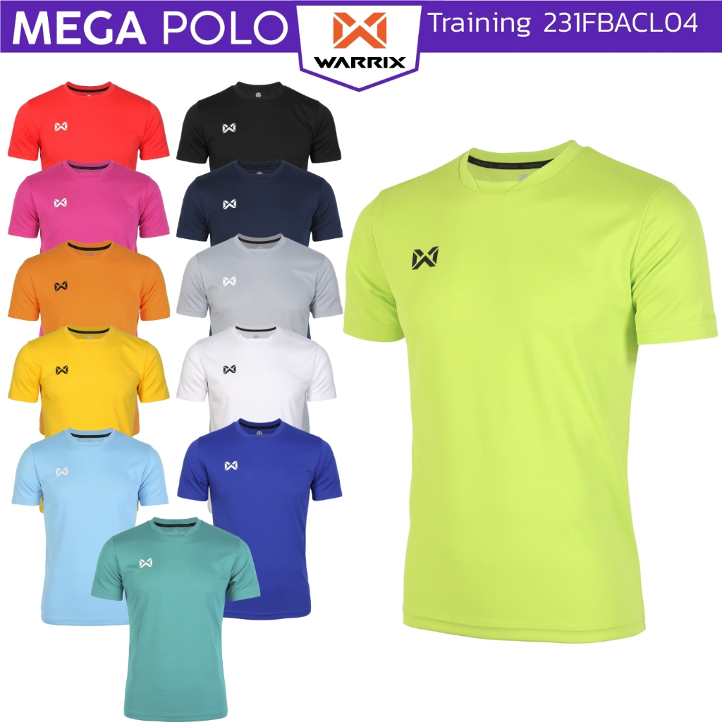 เสื้อกีฬา WARRIX แขนสั้น สีล้วน ผ้าลาย คอเย็บปกเสริม 231FBACL04 *ออกใบกำกับภาษีได้ค่ะ