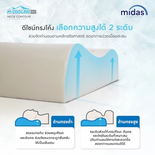 Midas หมอนหนุนยางพารา สัมผัสเย็น ช่วยผ่อนคลายกล้ามได้อย่างดี รุ่น Neck Contour M-Cooling Tech