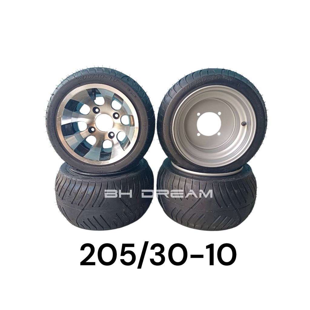 ล้อ ATV Kart 205/30-10 นิ้ว 4รู110 กระทะและแม๊ก ยางไร้ยางใน ล้ออะไหล่รถ (ราคาต่อ1 ล้อ)