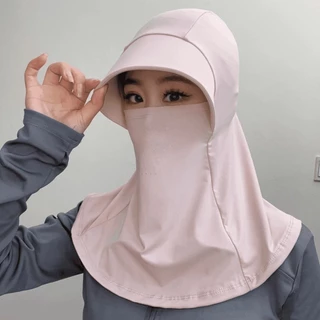 หมวกกันแดด 360 องศา พร้อมผ้าปิดหน้า ทรงปีกรอบ หมวกทำงานกลางแจ้ง หมวกแฟชั่น ป้องกันรังสียูวี ระบายอากาศได้ดี