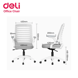 [ฟรีเบาะ]Deli เก้าอี้ทำงาน เก้าอี้สำนักงาน หมุนได้360องศา ขึ้นลง10cm เบาะเสริมสุขภาพดี Office Chair