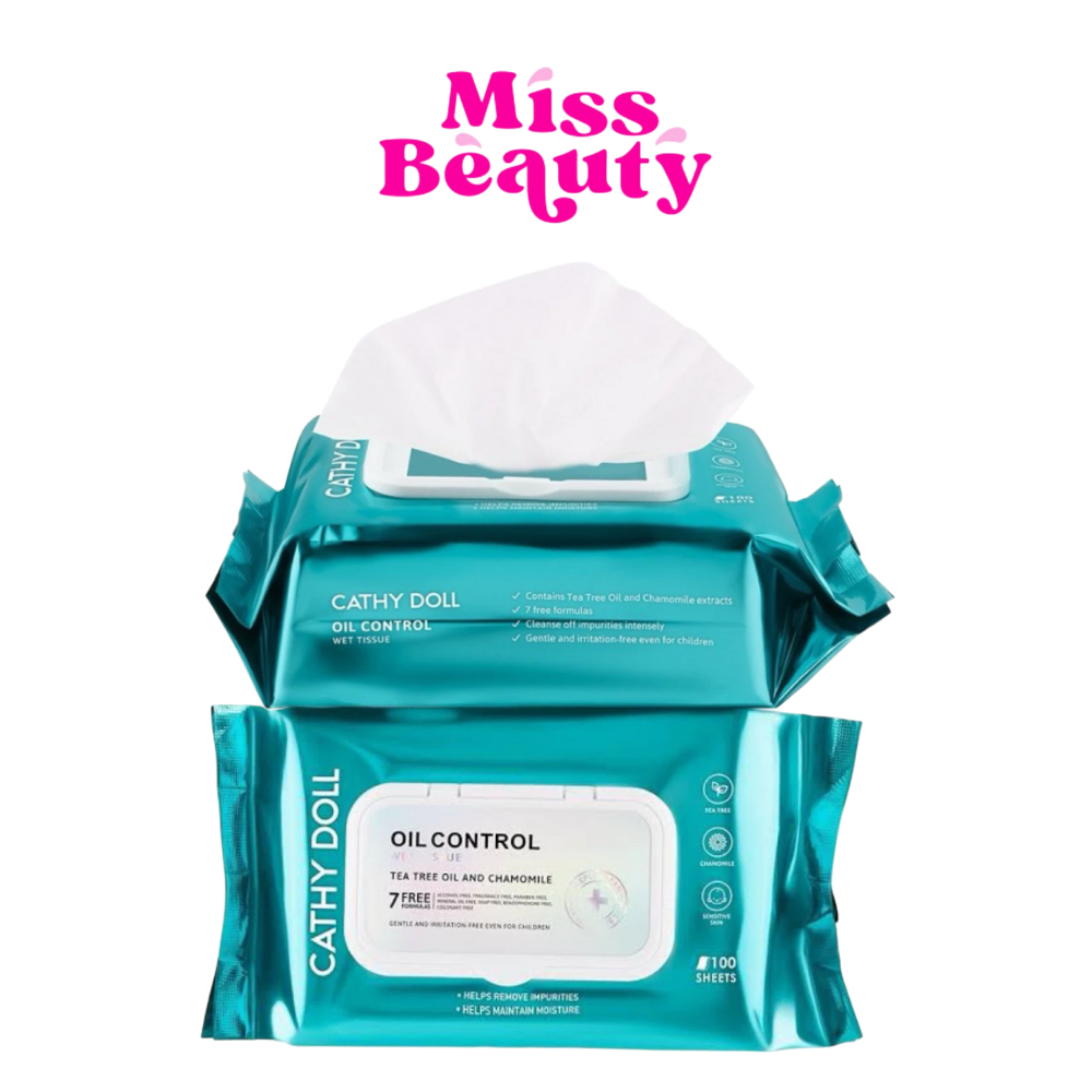 Cathy Doll Oil Control Wet Tissue เคที่ดอลล์ ออยล์ คอนโทรล เว็ท ทิชชู่ 100 แผ่น