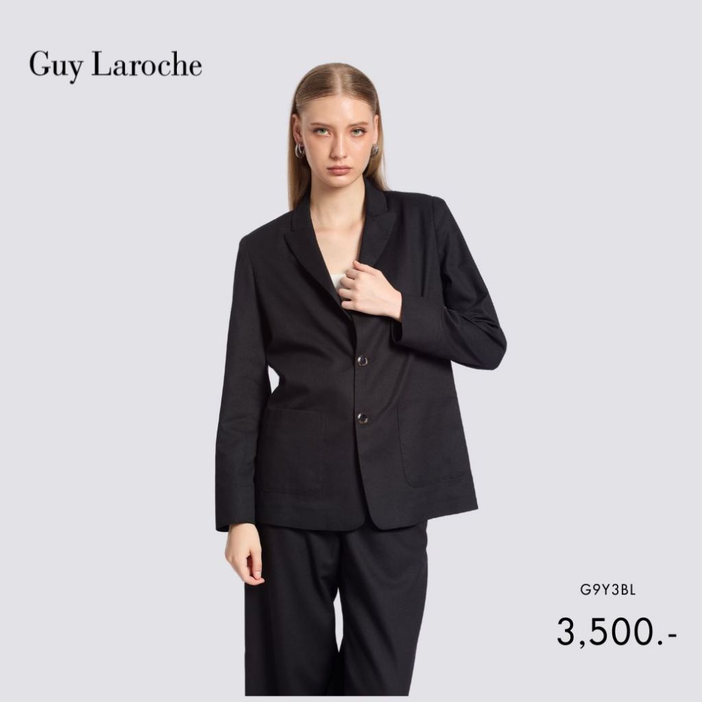 Guy Laroche สูททำงาน แขนยาว โอเวอร์ไซส์ สีดำ G9Y3BL
