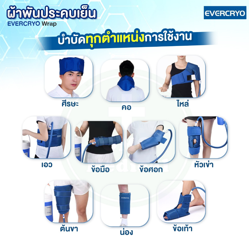 EVERCRYO ผ้าพันประคบเย็น Wrap อุปกรณ์ประคบเย็น ให้ความเย็นต่อเนื่อง ลดบวมช้ำ ครอบคลุมทุกส่วนร่างกาย ใช้ร่วมกับถังน้ำเย็น - รูปที่ 2