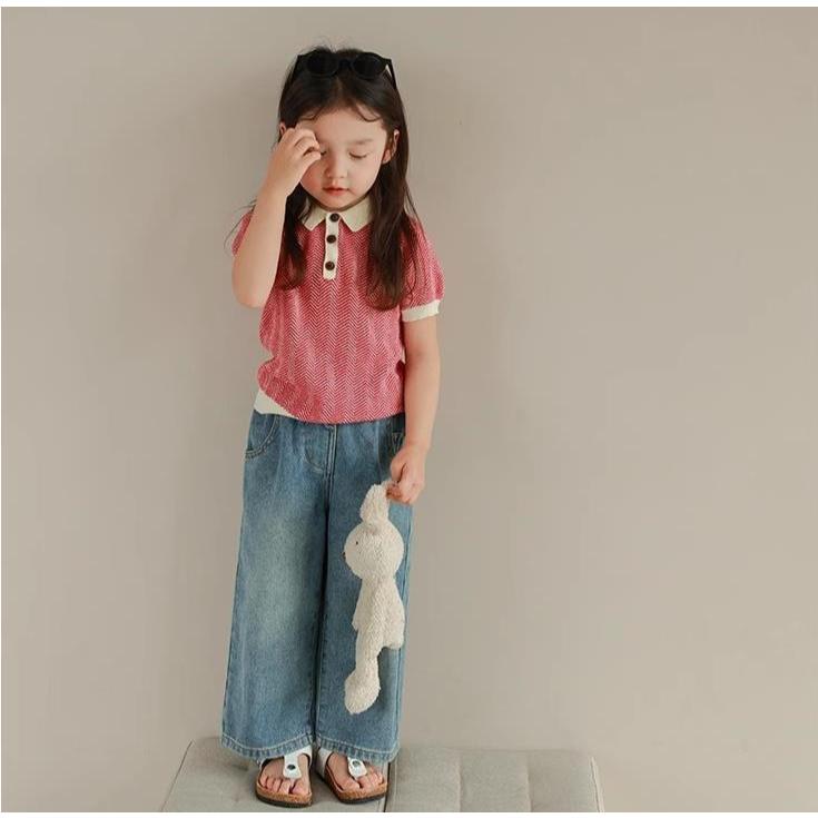 กางเกงยีนส์เด็กผู้หญิง กางเกงยีนส์เด็กขายาว ทรงหลวม สไตล์เกาหลี แฟชั่น - รูปที่ 5