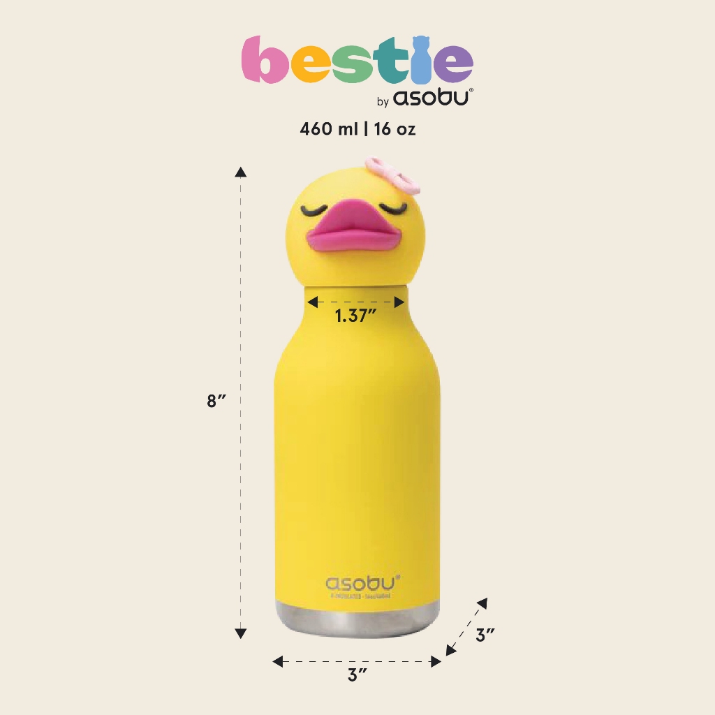 Asobu Bestie ลายเป็ด ขวดน้ำสูญญากาศคาแรคเตอร์สุดน่ารัก รูปที่ 7