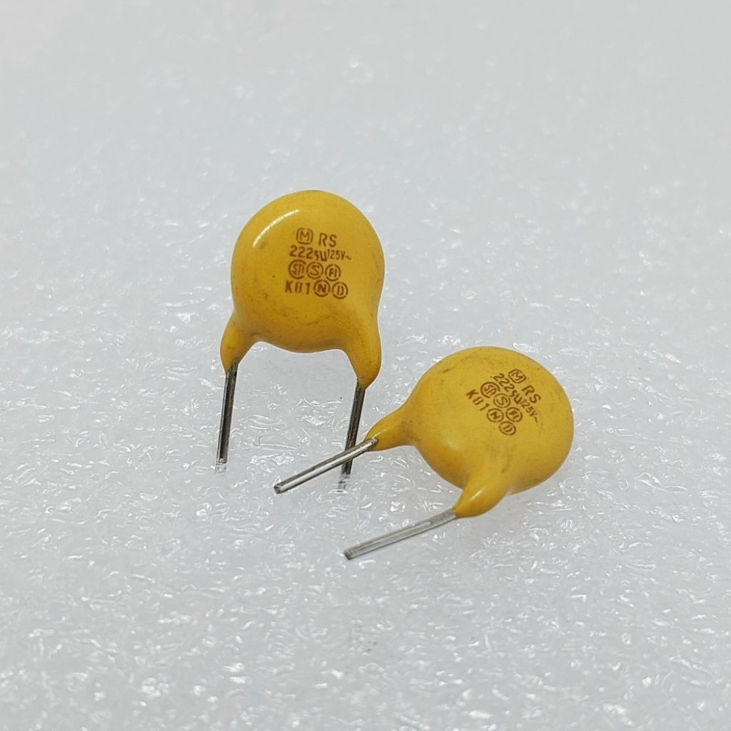 ( 5 ตัว ) 222/ 250V ,Ceramic Capacitor , เซรามิก คาปาซิเตอร์ (2200pF)(2.2nF) ระยะขา 7mm. ชนิด Y2 X1