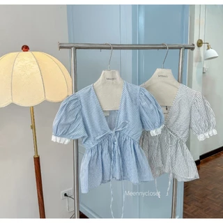 Meenny Closet | VQ02 (มีsize) เสื้อน่ารักเเขนตุ๊กตาผูกหน้า MEENNY