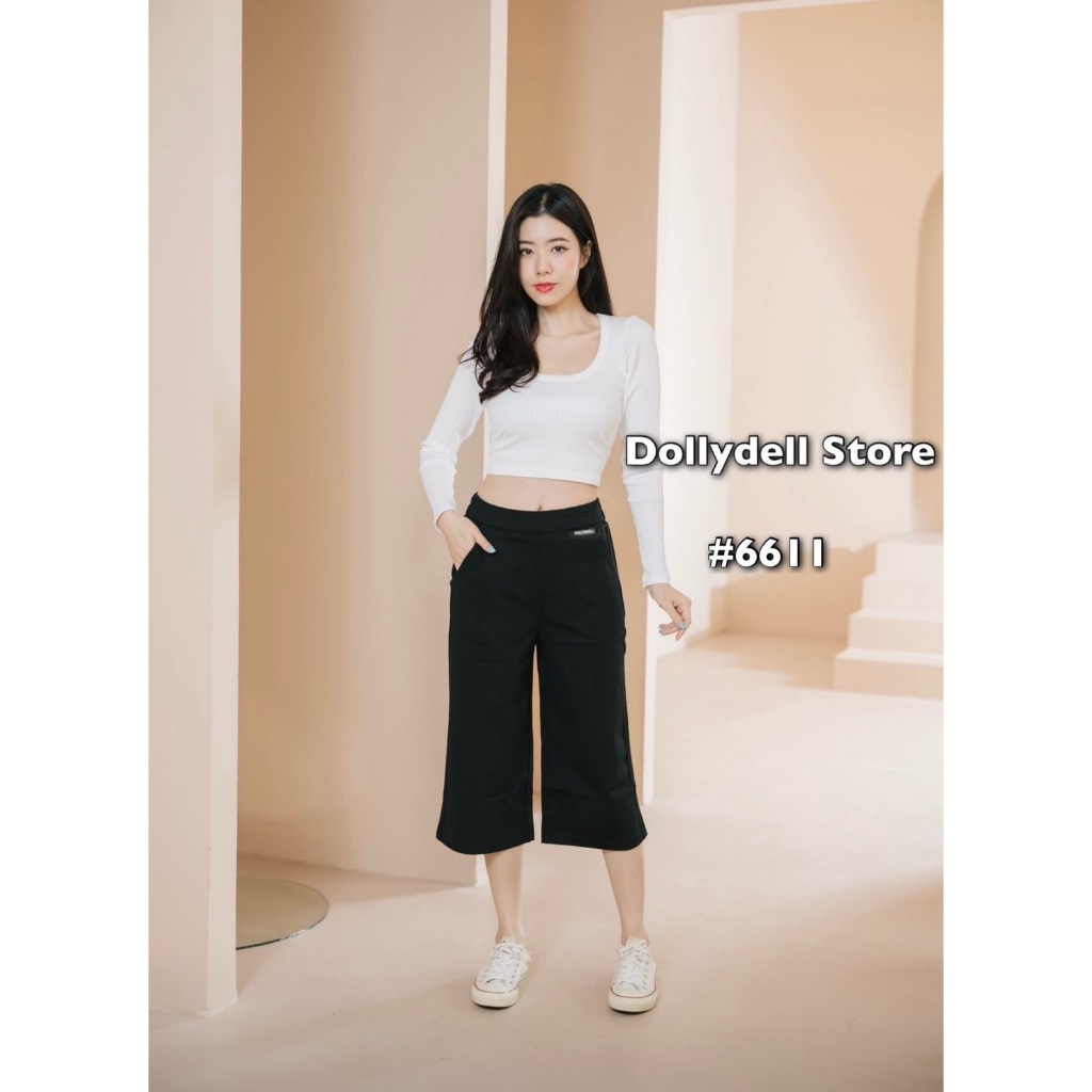 กางเกงผ้ายืดสีดำผู้หญิงDolly รุ่น#D6611 เอวด้านหลังเป็นสม๊อคยืดๆได้ตามตัว เนื้อผ้าคุณภาพดีใส่สบายทรงสวย