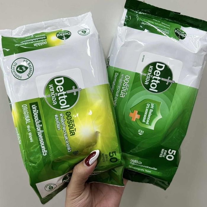 (50แผ่น) Dettol ทิชชูเปียกทำความสะอาดผิว ทิชชู่เปียกเดทตอล ทิชชู่เปียก เดทตอล