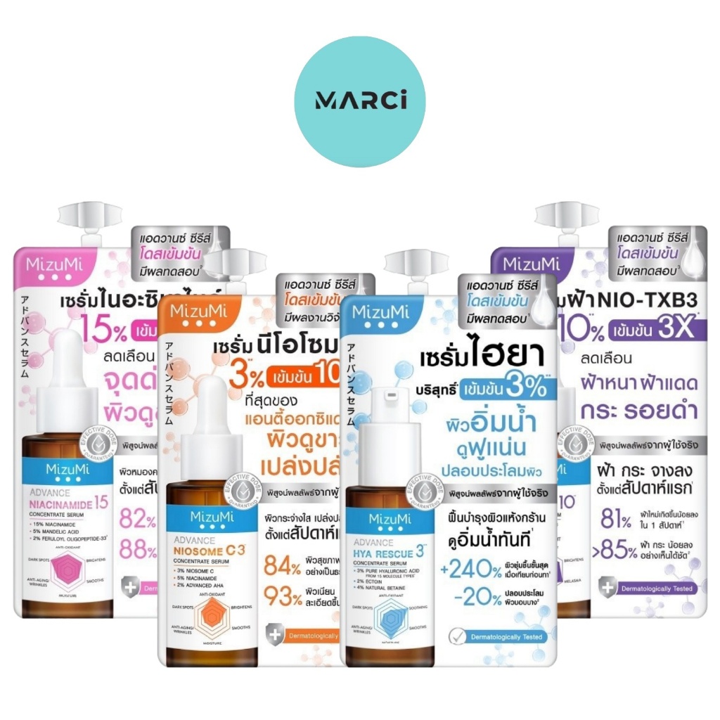 [1 ซอง] Mizumi Advance Serum มิซึมิ แอดวานซ์ เซรั่ม Niacinamide 15 / Nio-TXB3 / Niosome C / Hya Rescue [6กรัม/ซอง]