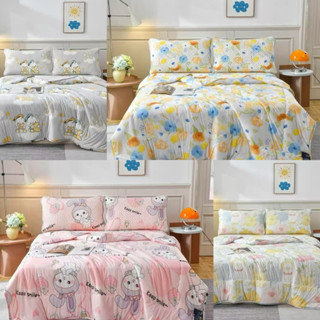 ผ้าห่มไหมน้ำแข็ง 7*8ฟุต 210*230cm 1.7kg ลายการ์ตูนและดอกไม้ …